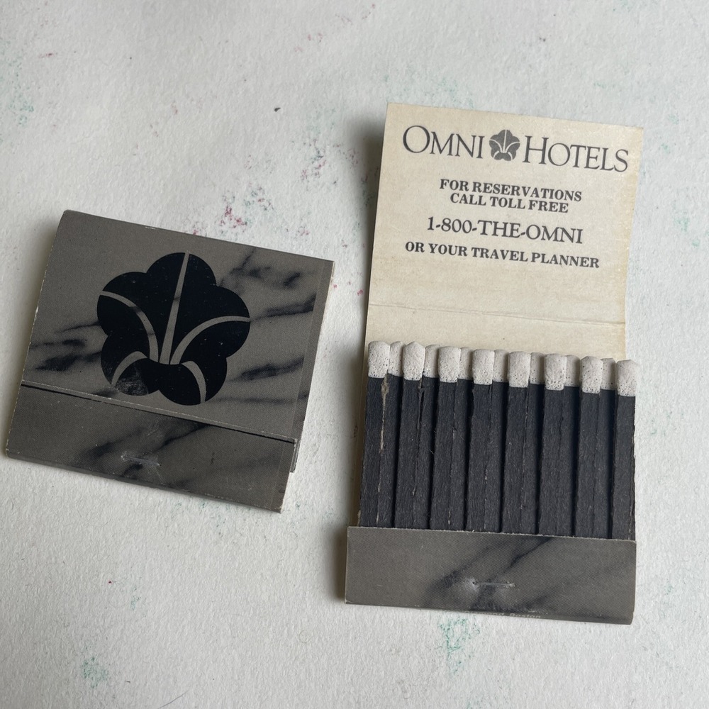 Lot of 2 Vintage Omni Hotels Matchbooks, Full Matches, Collectible Memorabilia